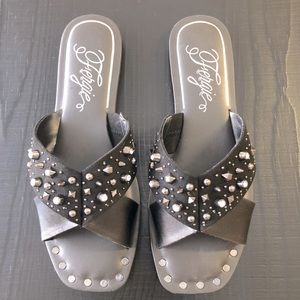 Fergie Black Studded Sandals